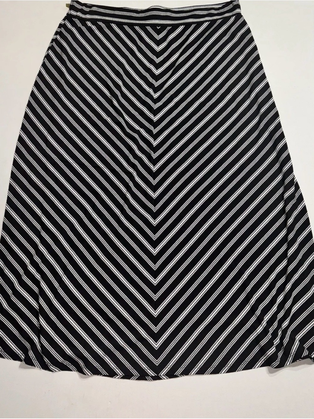 Faded Glory Black White Chevron Striped Maxi Skirt Size 2X Knit A-Line (18-20)